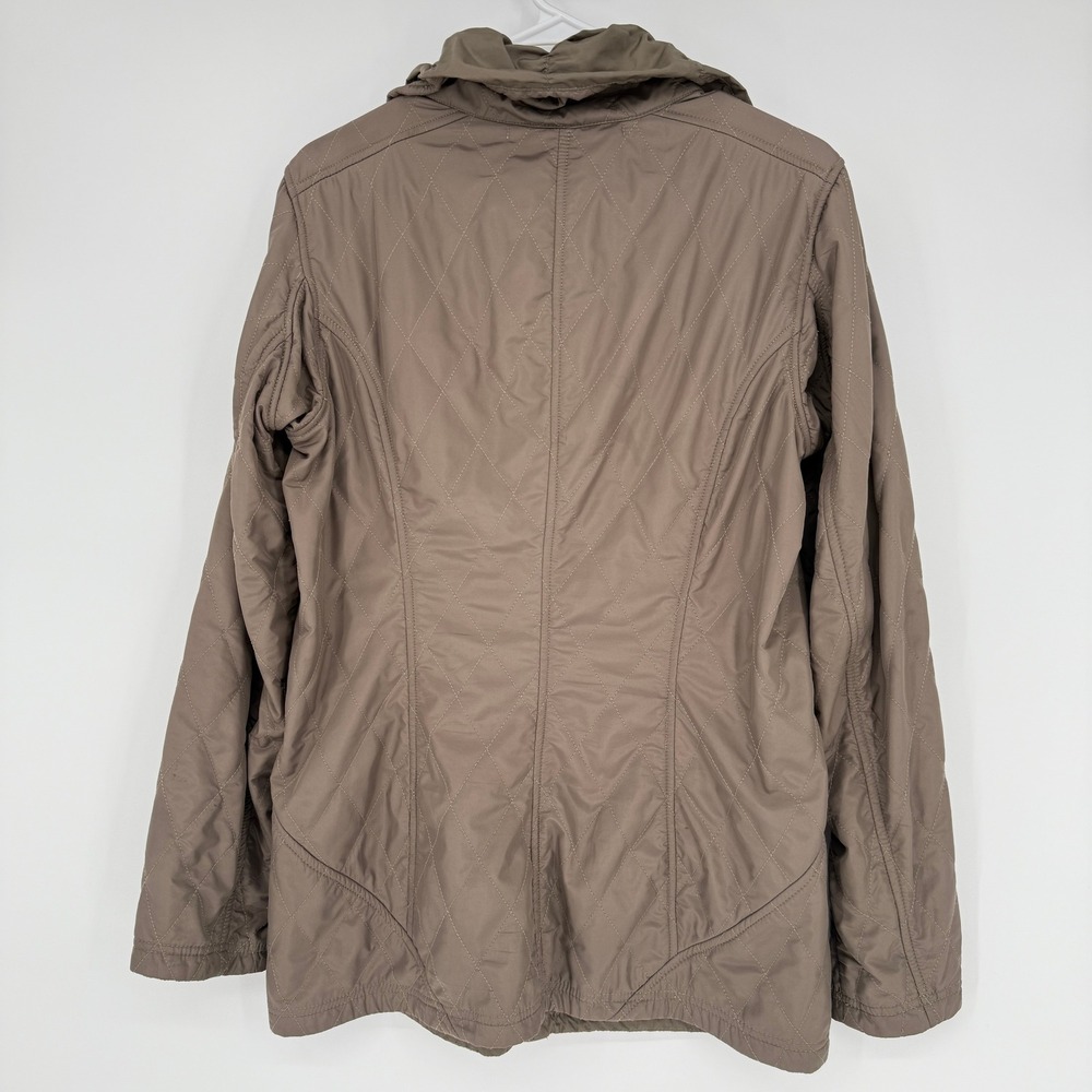 Athleta Quilted Funnel Neck Zip Up Jacket Taupe Women Small Lightweight Casual‎ - Picture 4 of 8
